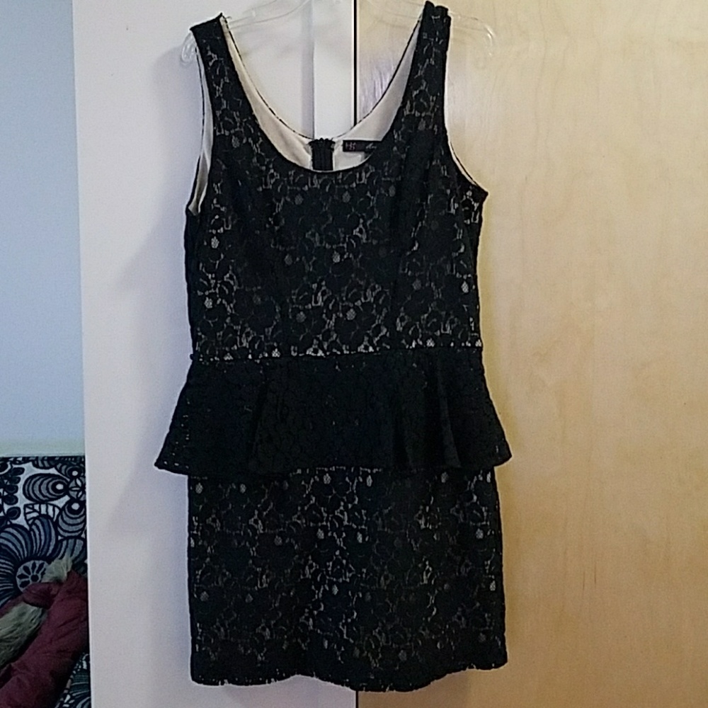 Black lace peplum dress